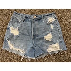 Hollister Women Shorts Ultra Hi Rise Distressed Stretch Light Wash Denim Sz 5/27